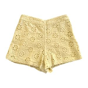 ABERCROMBIE yellow lace high rise shorts
